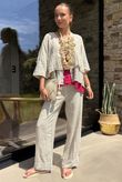 Made in Italy Benji Linen Panel Wave Vest Flamingo
